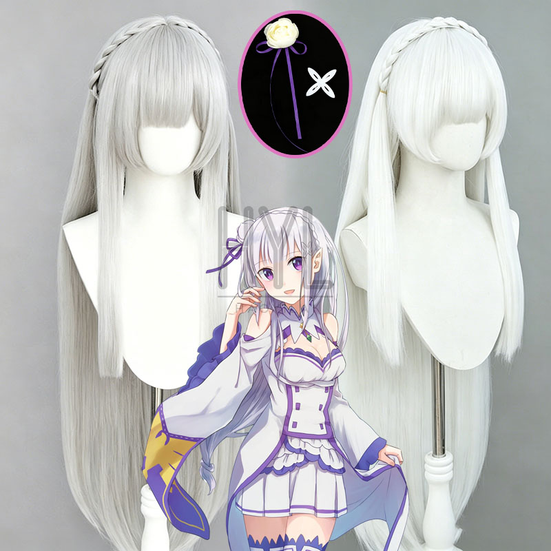 Re Zero Rem Wig - Parrucca cosplay Anime Re:Zero Emilia, colore
