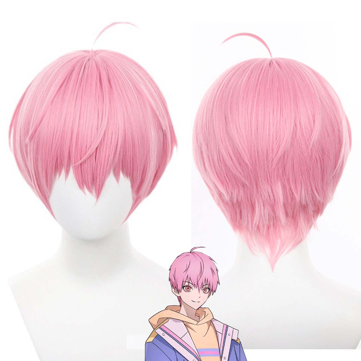 Anime Cosplay Link - Parrucca Corta Rosa per Cosplay Anime